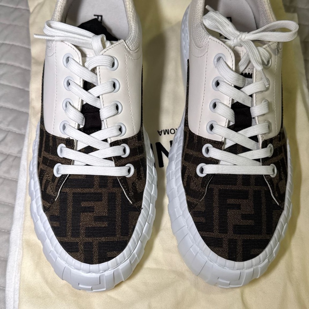 Fendi Monogram Brown and White Sneakers